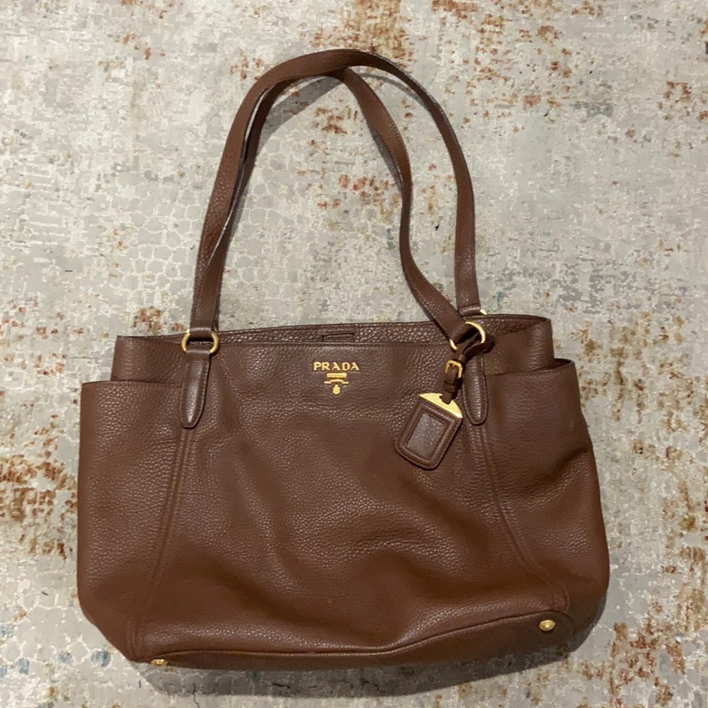 COPY - Authentic Vintage Prada Vitello Daino Calf Leather Brown Tote Bag